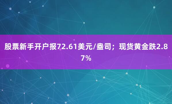 股票新手开户报72.61美元/盎司；现货黄金跌2.87%