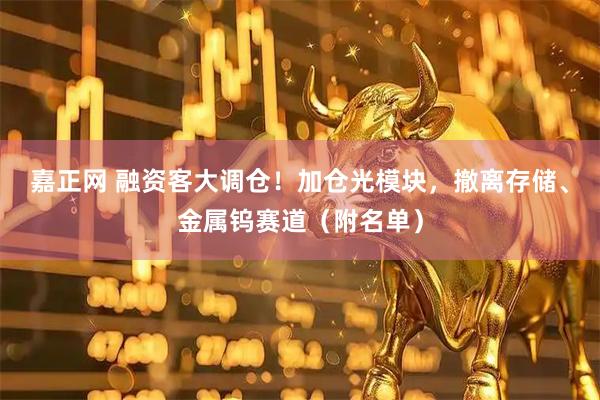 嘉正网 融资客大调仓！加仓光模块，撤离存储、金属钨赛道（附名单）